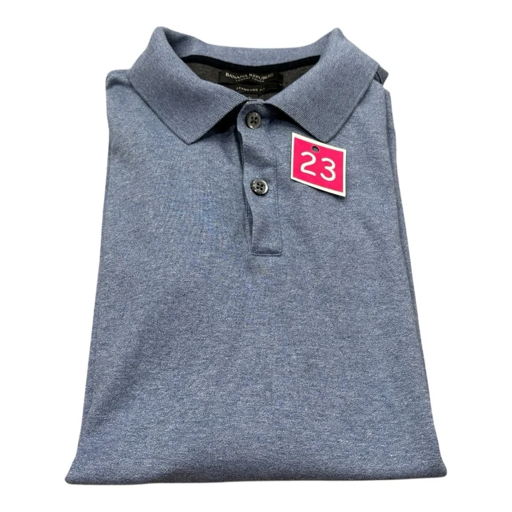 Banana Republic Standard Fit Large Men's Heather Gray Polo Shirt